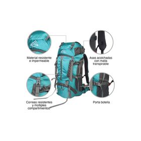 MOCHILA CAMPING 65L CELESTE