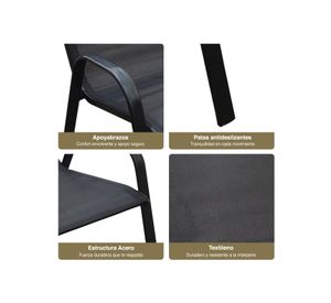 Silla de Terraza Textileno y Acero Negro