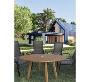 Silla de Terraza Textileno y Acero Negro