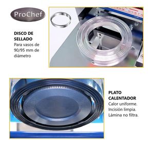 Selladora de Vasos Plásticos 90 a 95 mm diámetro