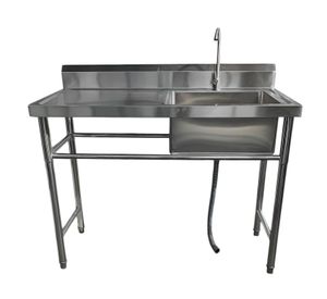 Lavafondos Acero Inox. 120x60x90 cm. Secador izquierdo