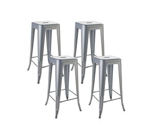 Pack 4 Pisos de Bar Metal Tolix Gris
