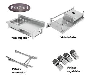 Lavafondos Acero Inox. 100x60x90 cm. Secador derecho