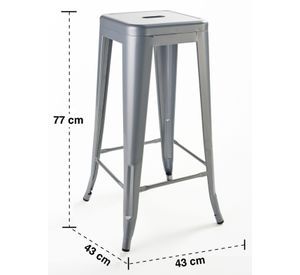 Pack 4 Pisos de Bar Metal Tolix Gris