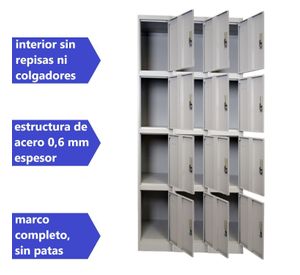 Locker Casillero metálico 3 Cuerpos 12 Puertas