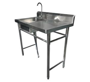 Lavafondos Acero Inox. 100x60x90 cm. Secador derecho