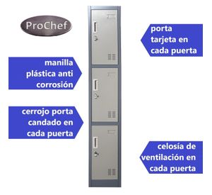 Locker Casillero metálico 1 Cuerpo 3 Puertas