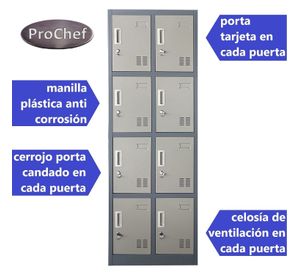 Locker Casillero metálico 2 Cuerpos 8 Puertas