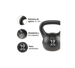 Kettlebell Mancuerna Pesa Rusa Cemento 10 Kg Negro