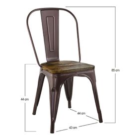 Pack 4 Sillas Tolix Vintage Asiento Madera Café