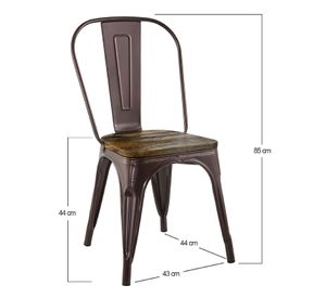 Pack 4 Sillas Tolix Vintage Asiento Madera Café