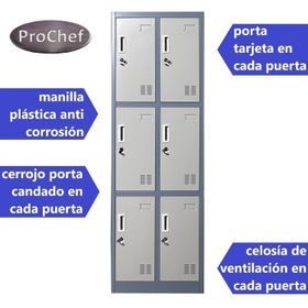Locker Casillero metálico 2 Cuerpos 6 Puertas