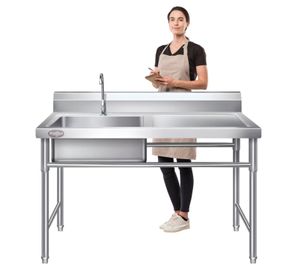 Lavafondos Acero Inox. 120x60x90 cm. Secador derecho