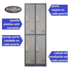 Locker Casillero metálico 2 Cuerpos 4 Puertas