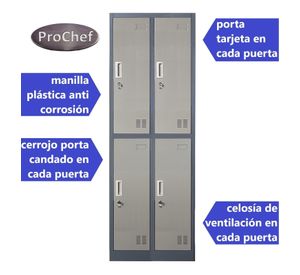 Locker Casillero metálico 2 Cuerpos 4 Puertas