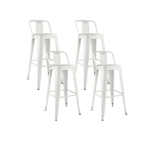 Pack 4 Piso Taburete Tolix Respaldo Blanco