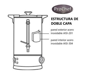 Hervidor Industrial 10 Litros Doble Capa Acero Inoxidable