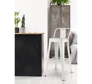 Pack 4 Piso Taburete Tolix Respaldo Blanco