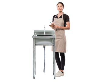 Lavafondos Acero Inoxidable 50x50x90 cm. Con Grifería