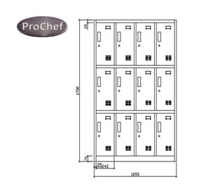 Locker Casillero Metálico 4 cuerpos 12 puertas