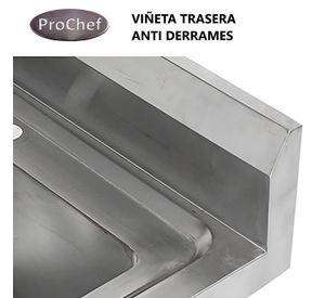 Lavafondos Doble Acero Inox. 150x60x90 cm. Secador izquierdo