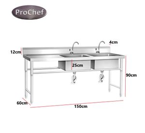 Lavafondos Doble Acero Inox. 150x60x90 cm. Secador izquierdo