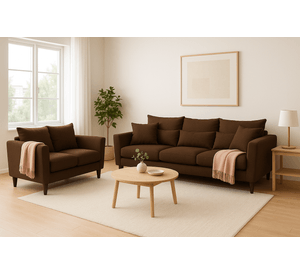 Sofá 3 y 2 Cuerpos Palais en Tela Cafe, Set para Living