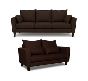 Sofá 3 y 2 Cuerpos Palais en Tela Cafe, Set para Living