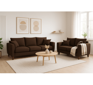 Sofá 3 y 2 Cuerpos Porter en Tela Cafe, Set para Living