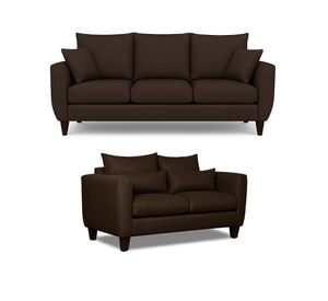 Sofá 3 y 2 Cuerpos Porter en Tela Cafe, Set para Living