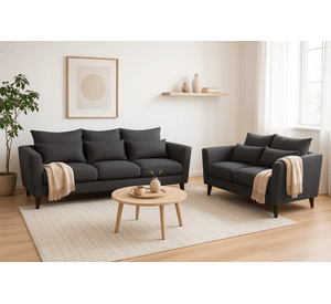 Sofá 3 y 2 Cuerpos Palais en Tela gris, Set para Living