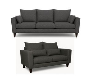Sofá 3 y 2 Cuerpos Palais en Tela gris, Set para Living