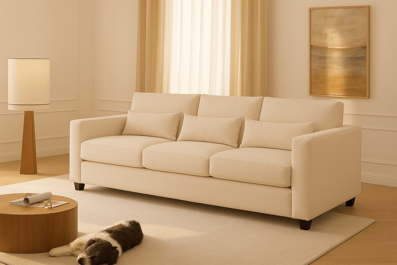 Sofá 3 Cuerpos Pipa Beige Tela – Confort y Estilo para tu Hogar a $189.990