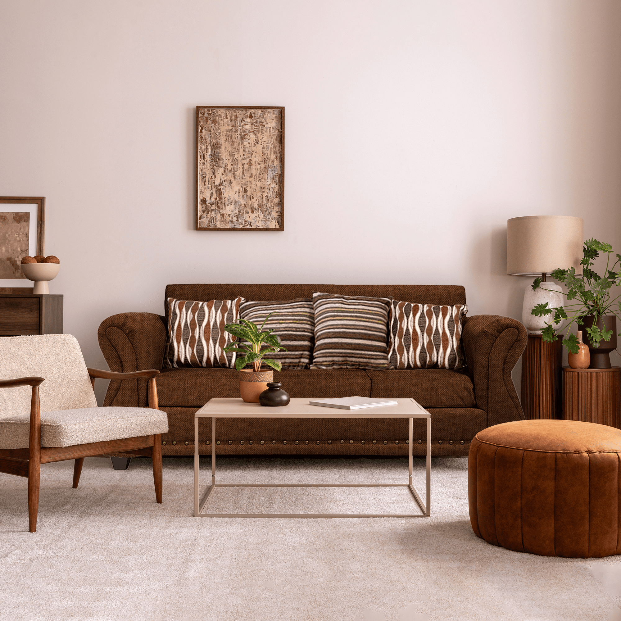 Sofá Roma 3C Tela Café a $189.990