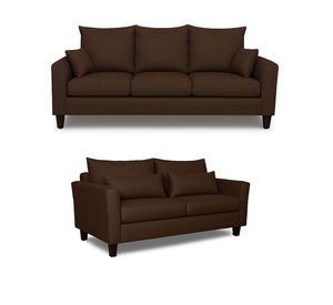 Sofá 3 y 2 Cuerpos Petra en Tela Cafe, Set para Living