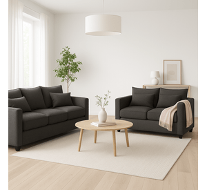 Sofá 3 y 2 Cuerpos Pipa en Tela gris, Set para Living