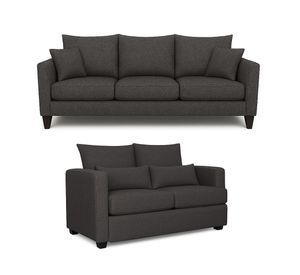 Sofá 3 y 2 Cuerpos Pipa en Tela gris, Set para Living