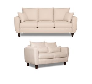 Sofá 3 y 2 Cuerpos Porter en Tela Beige, Set para Living