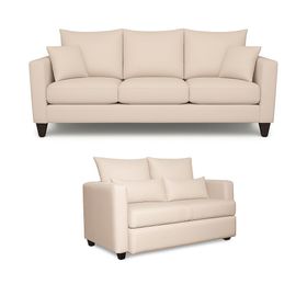 Sofá 3 y 2 Cuerpos Pipa en Tela Beige, Set para Living