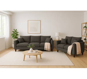 Sofá 3 y 2 Cuerpos Porter en Tela gris, Set para Living