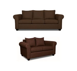 Sofá 3 y 2 Cuerpos Pavia en Tela Cafe, Set para Living