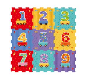Mat foam kids números autos 90x90 cm 9 un.