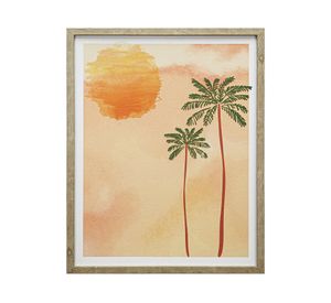 Lámina con marco 50x50 cm palmeras amarillo R