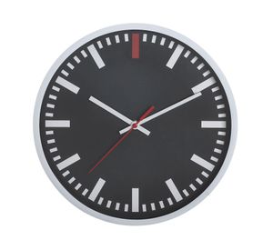 Reloj pared 30 cm negro líneas blancas