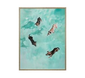 Canvas con marco perros piscina R2 45x60 cm