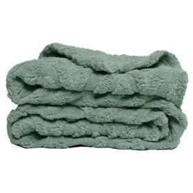 Manta sherpa jacquard verde 130 x 170 cm