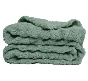 Manta sherpa jacquard verde 130 x 170 cm
