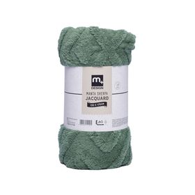 Manta sherpa jacquard verde 130 x 170 cm