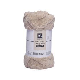 Manta sherpa jacquard beige 130 x 170 cm