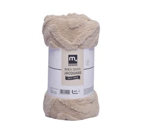 Manta sherpa jacquard beige 130 x 170 cm